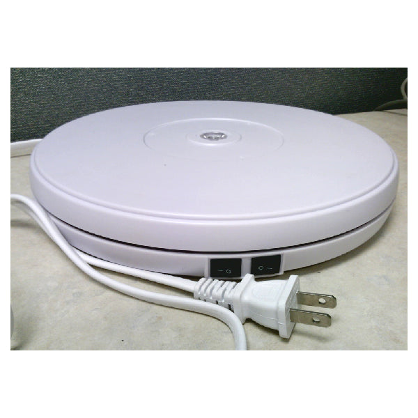 24 lbs Load 9.8" Inch Dia. White Electric Motorized Rotating Turntable Lazy Susan