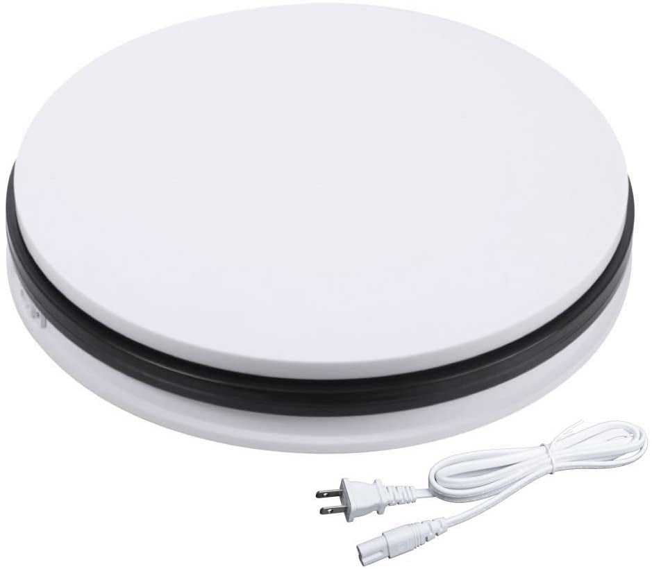 14 Inches Electric Turntable Motorized Rotating Display Stand 110Lb max Loading White