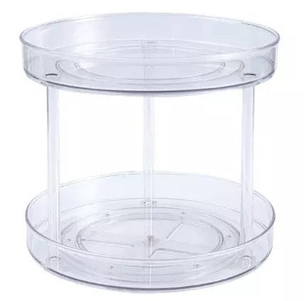 11" Inch Double Layer Acrylic Plastic Lazy Susan Turntable Organizer