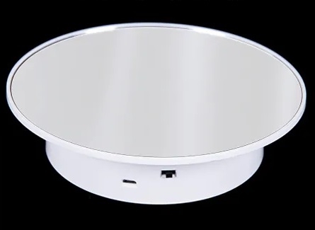 White Electric Motorized Rotating Turntable Display Stand with LED